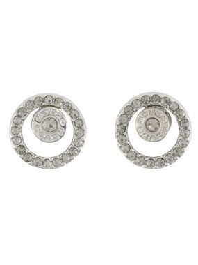 Coach Silver Crystal Circle Stud Earrings